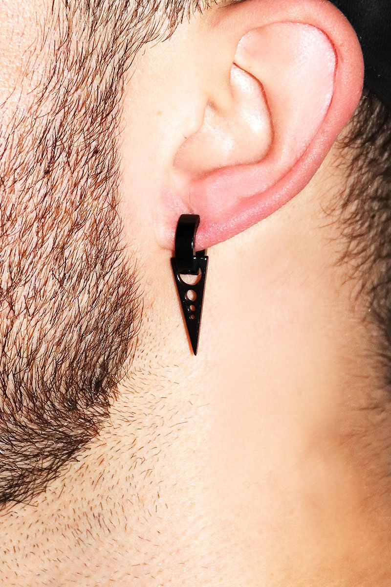 Spike Clamp Single Earring- Black