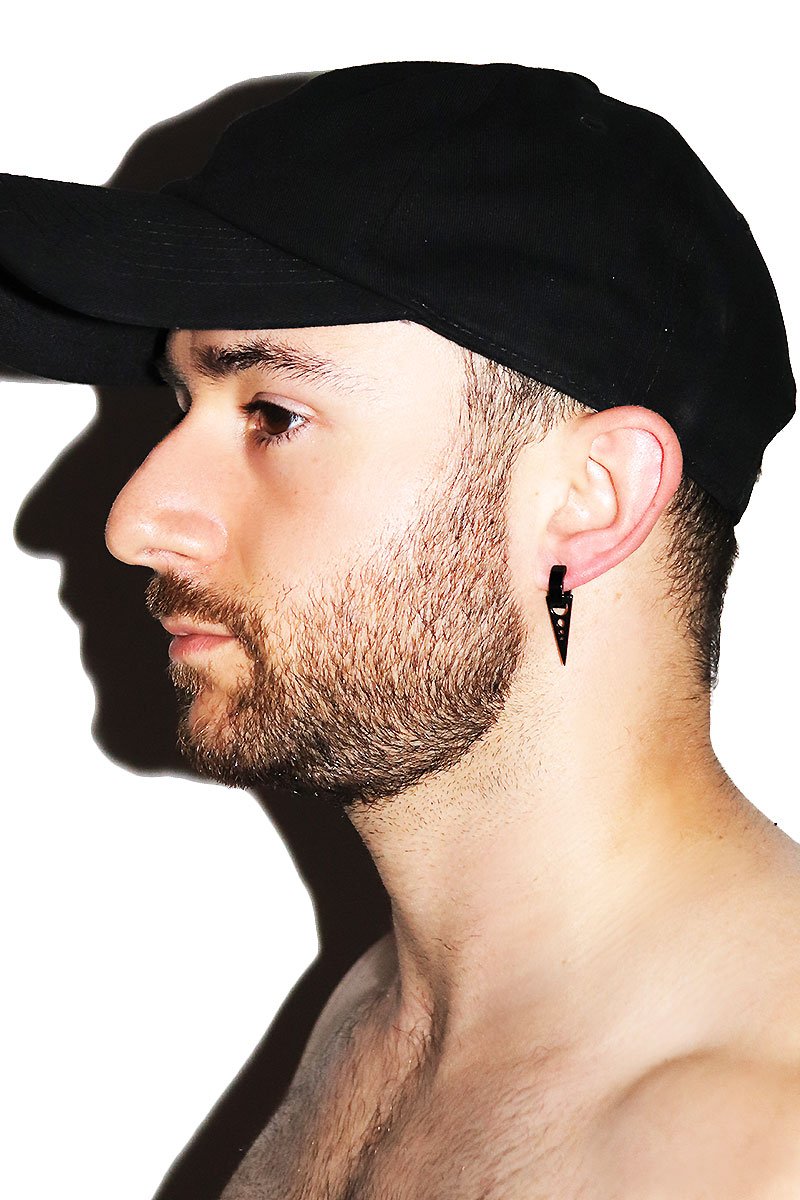Spike Clamp Single Earring- Black