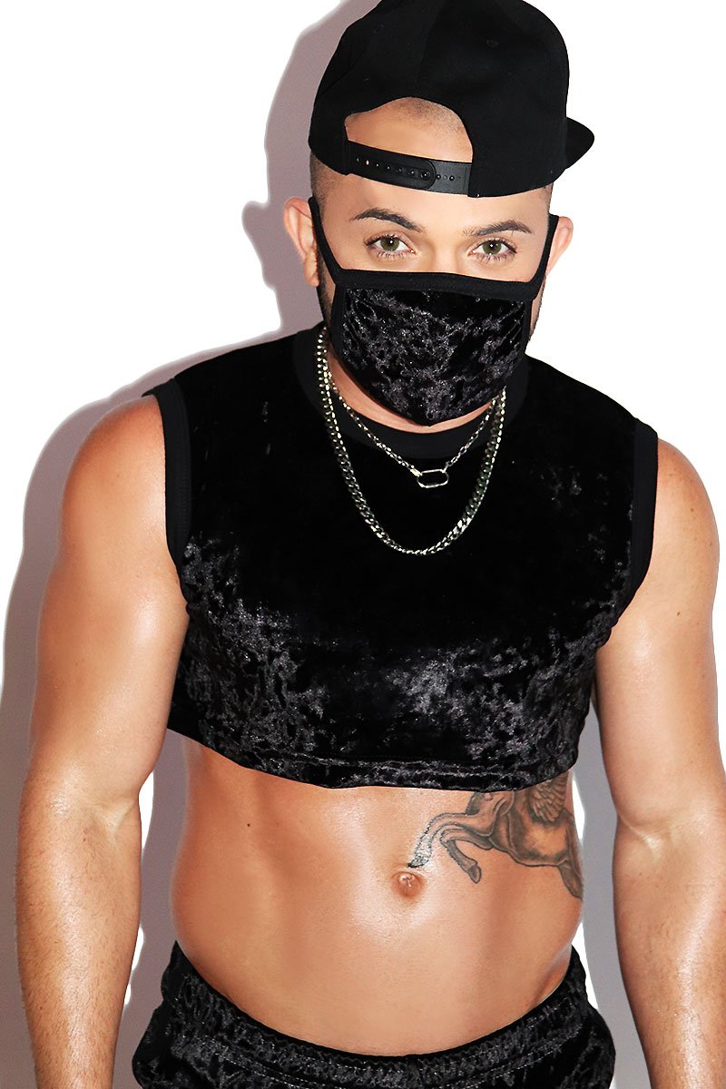 Crushed Velvet Extreme Crop Tank- Black