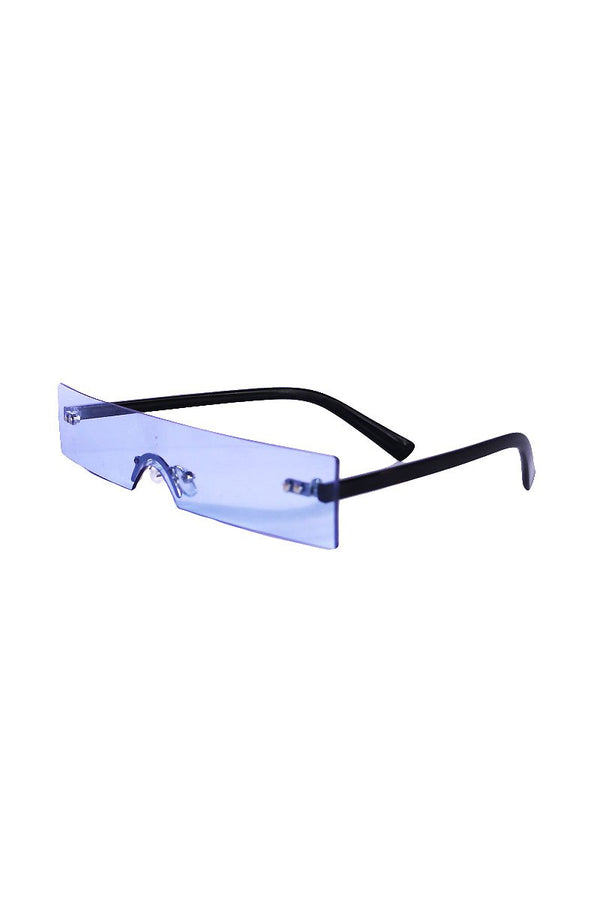 Solid Block Frameless Sunglasses in Blue
