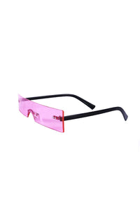 Solid Block Frameless Sunglasses- Pink