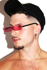 Solid Block Frameless Sunglasses- Pink