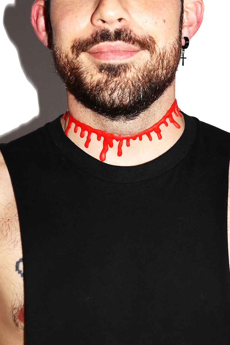 Dripping Blood Choker Necklace- Red