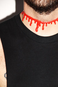 Dripping Blood Choker Necklace- Red