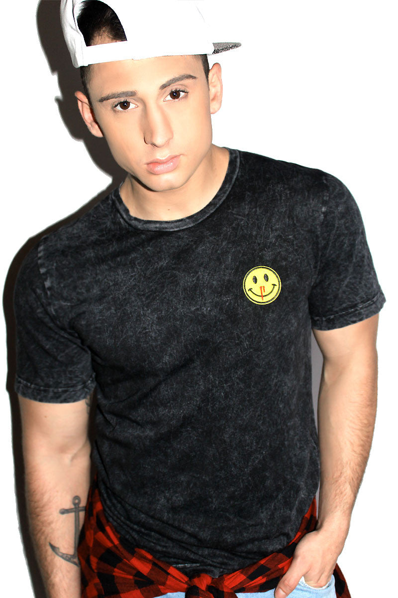 Bleeding Nose Acid Wash Tee-Black