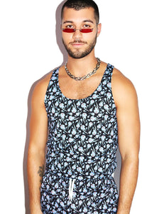 Flaming Dead Load All Over Print Racerback Tank- Blue