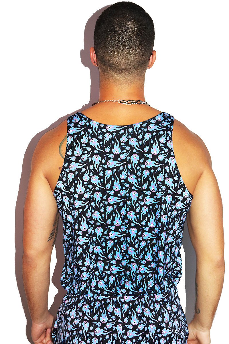Flaming Dead Load All Over Print Racerback Tank- Blue