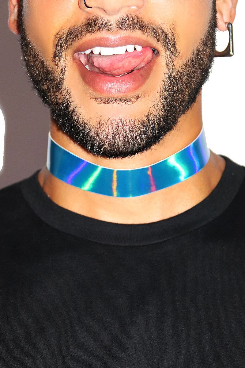 Holographic Choker Necklace-Blue