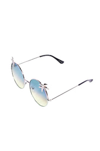 Round Palm Tree Sunglasses-Blue