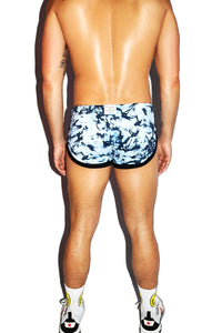 White Rock Lake Tye Dye Shorty Running Shorts- Blue