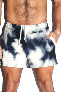 Storm Clouds All Over Print Active Shorts- Black