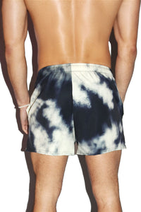 Storm Clouds All Over Print Active Shorts- Black