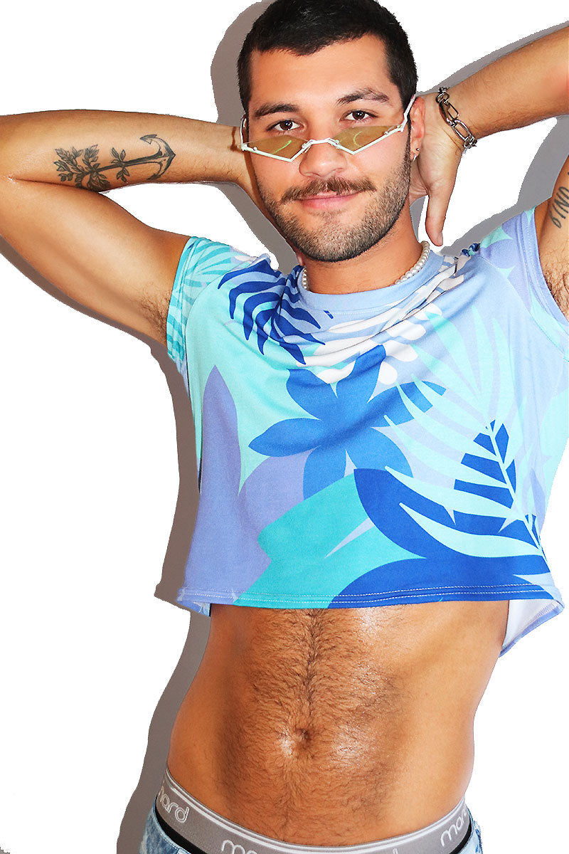 Cool Jungle All Over Fitted Crop Tee- Blue