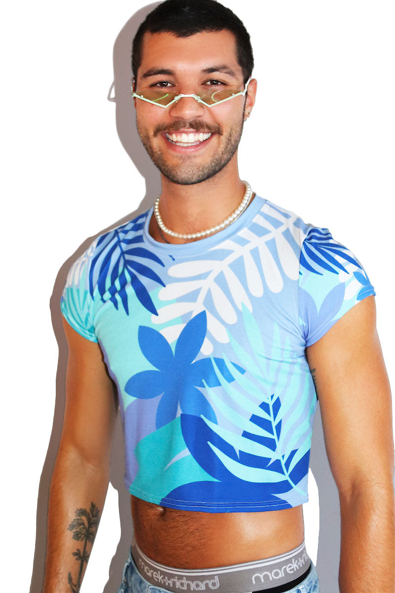 Cool Jungle All Over Fitted Crop Tee- Blue