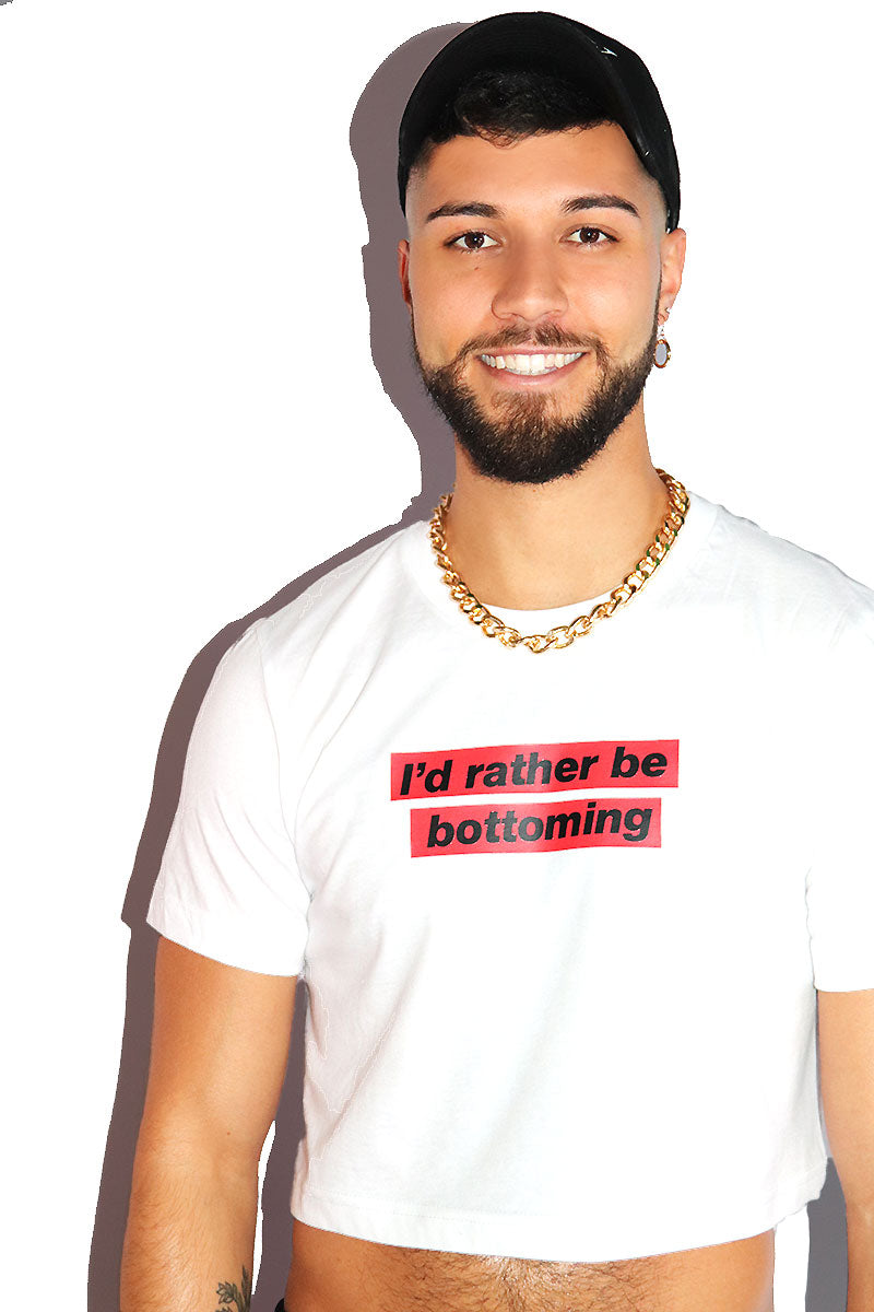 I'd Rather Be Bottoming Crop Tee- White