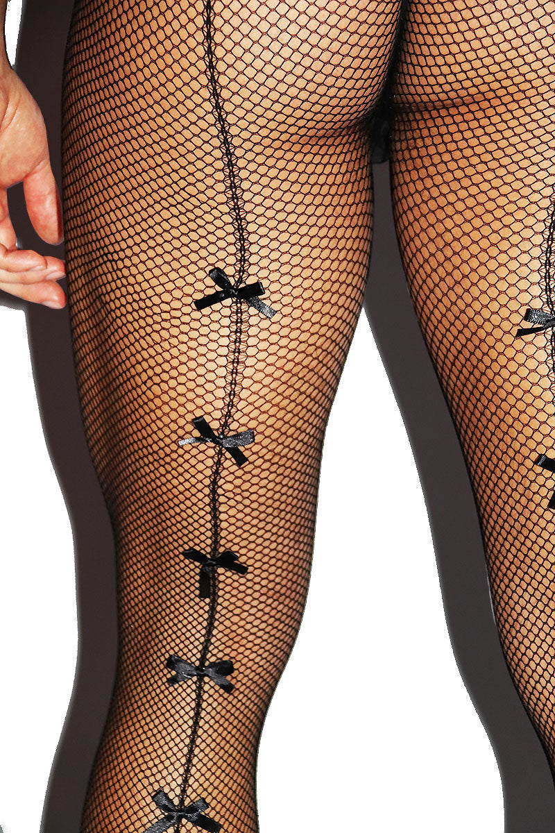 Bow Boys Fishnet Tights- Black