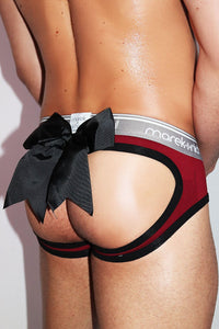 Bow Open Back Brief-Burgundy