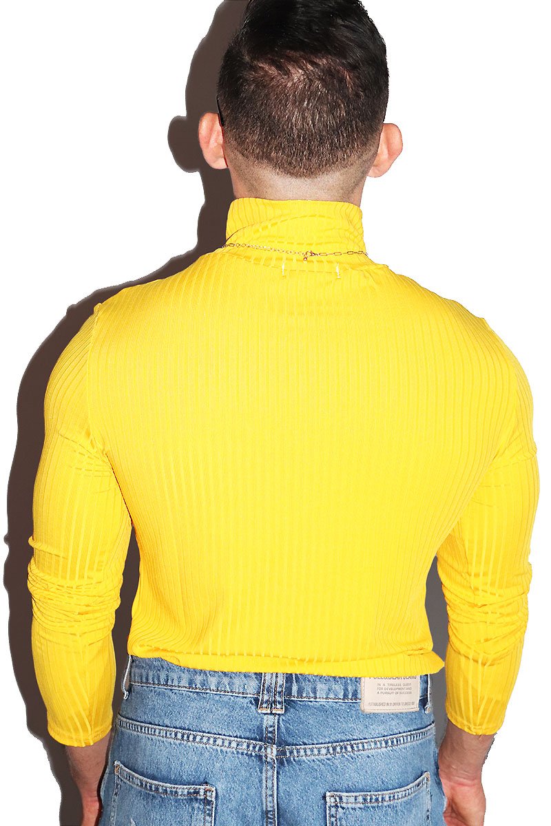 Boy Crazy Rib Knit Turtleneck- Yellow