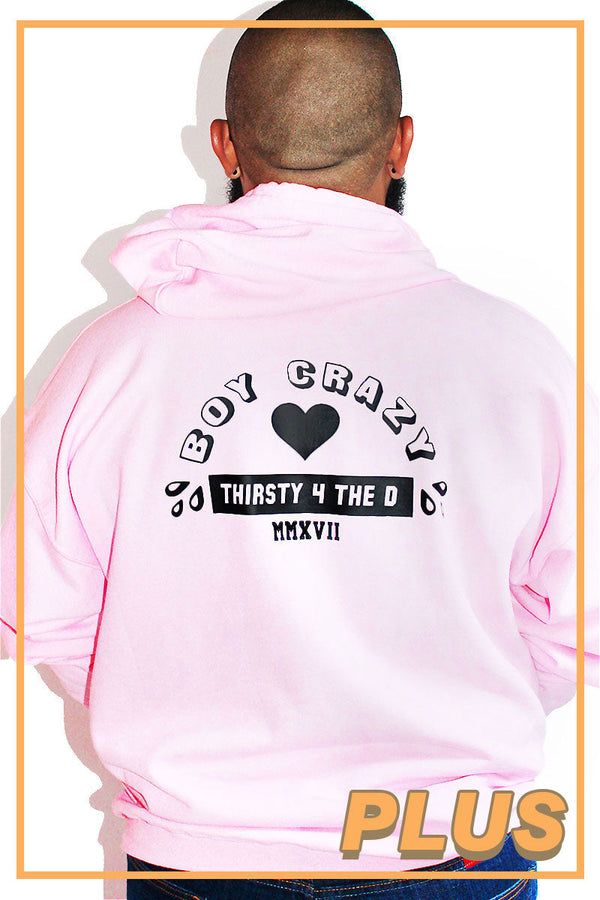 PLUS: Boy Crazy Full Zip Long Sleeve Hoodie in Pink
