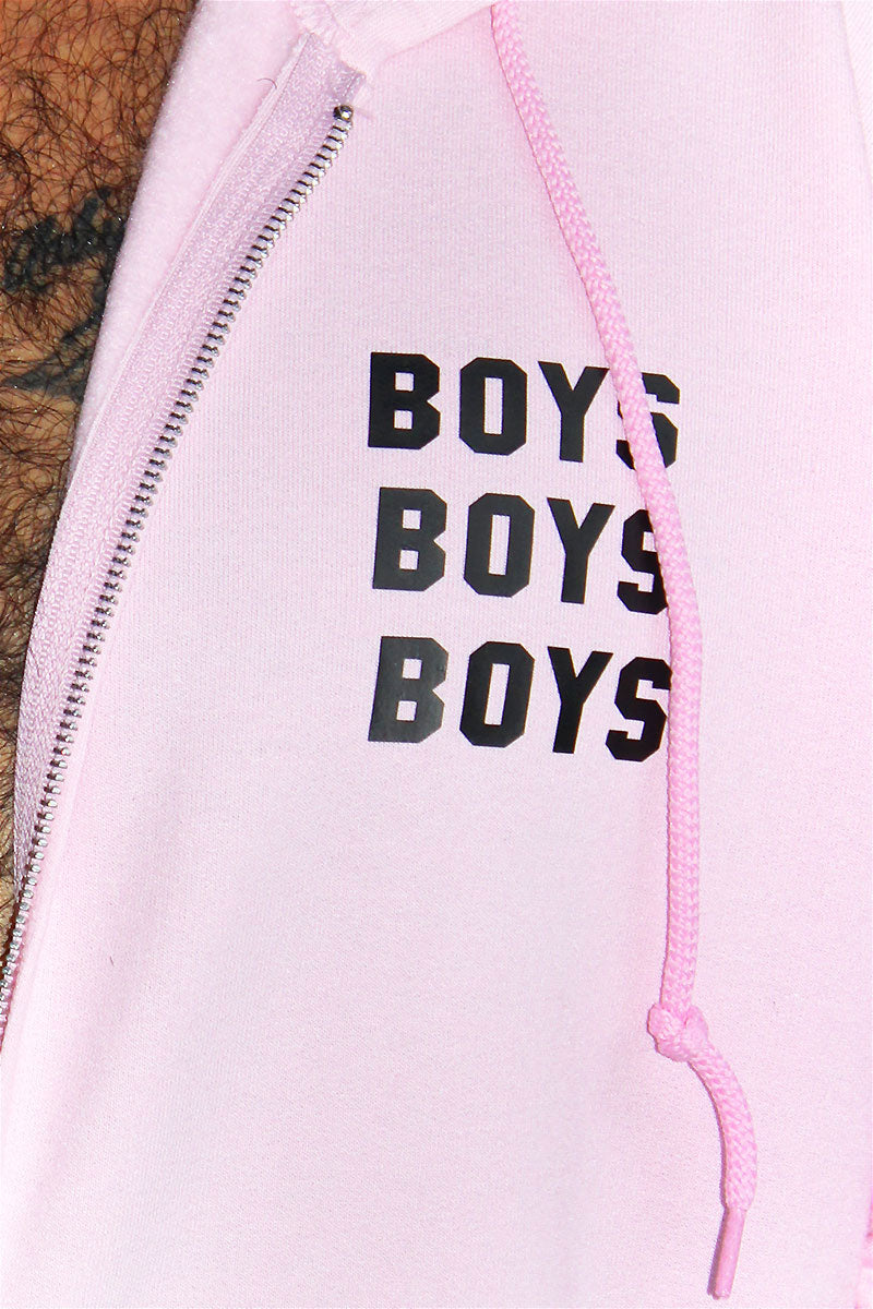 PLUS: Boy Crazy Full Zip Long Sleeve Hoodie-Pink
