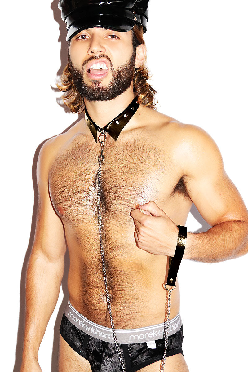 Stud Dog Collar Vegan Leather Harness - Brown