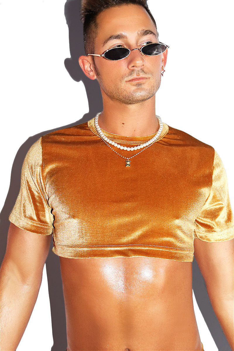 Velvet Extreme Crop Tee- Gold