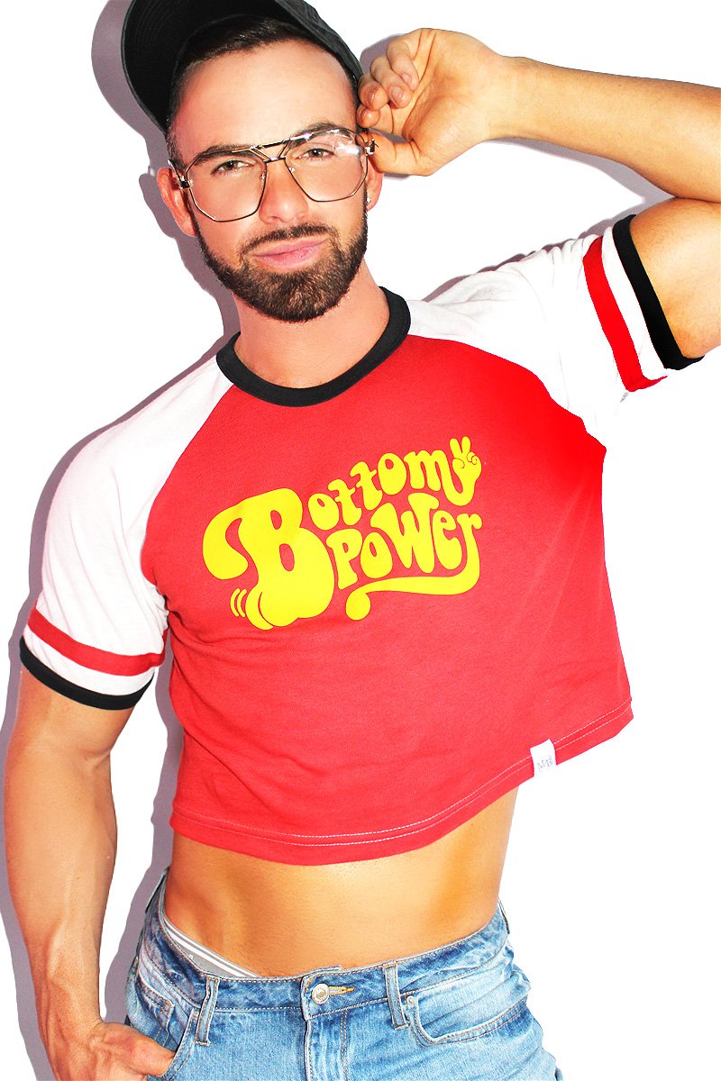Bottom Power Raglan Crop Tee-Red