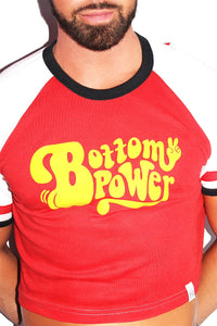 Bottom Power Raglan Crop Tee-Red