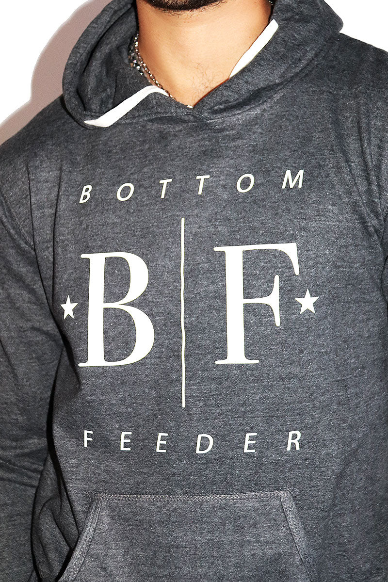 Bottom Feeder Long Sleeve Hoodie- Charcoal