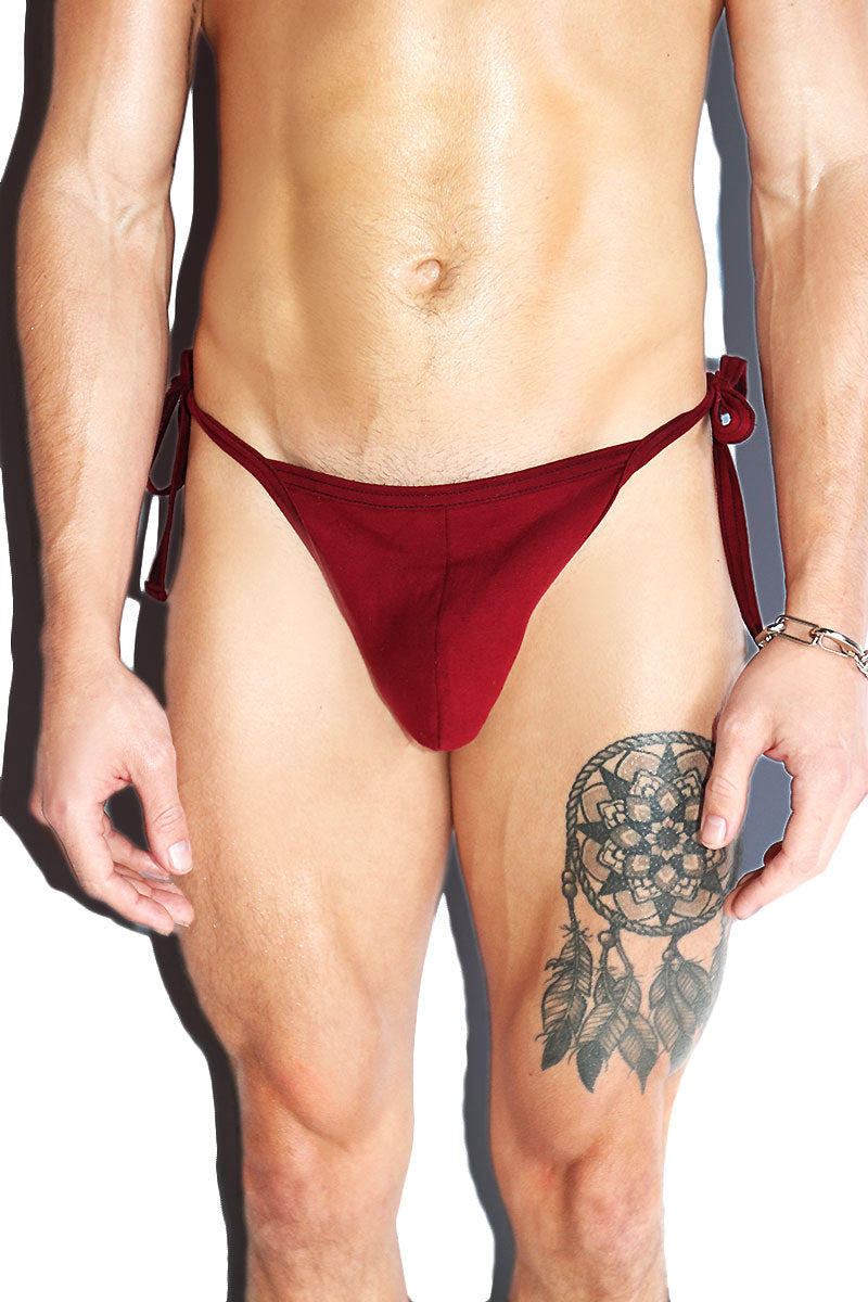 Core Tied Up String Thong - Burgundy
