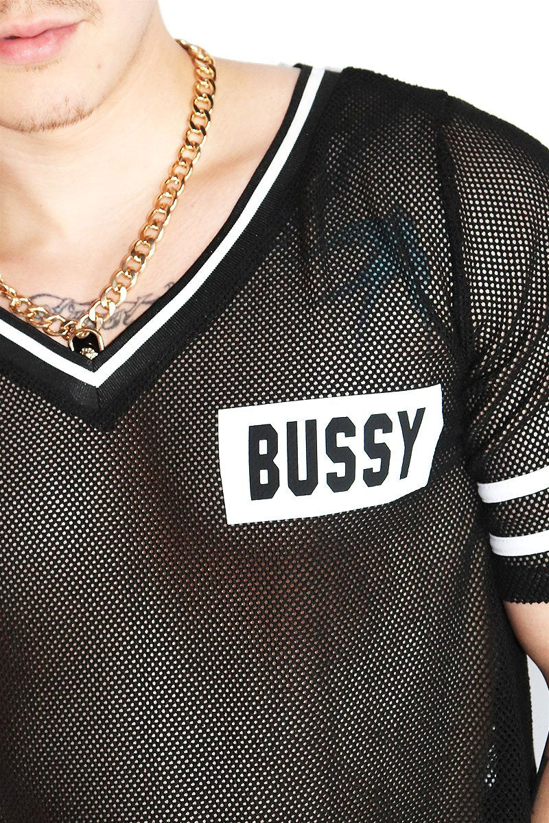 Bussy Mesh Football Crop Tee-Black