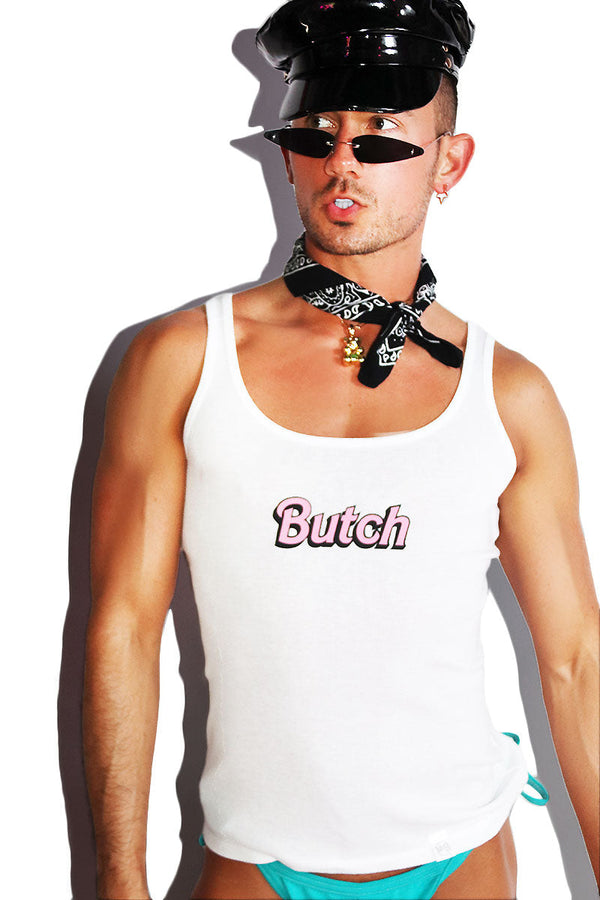 Butch Rib Knit Tank in White