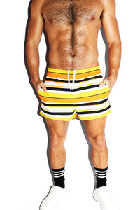 Candy Corn Stripes All Over Active Shorts- Orange