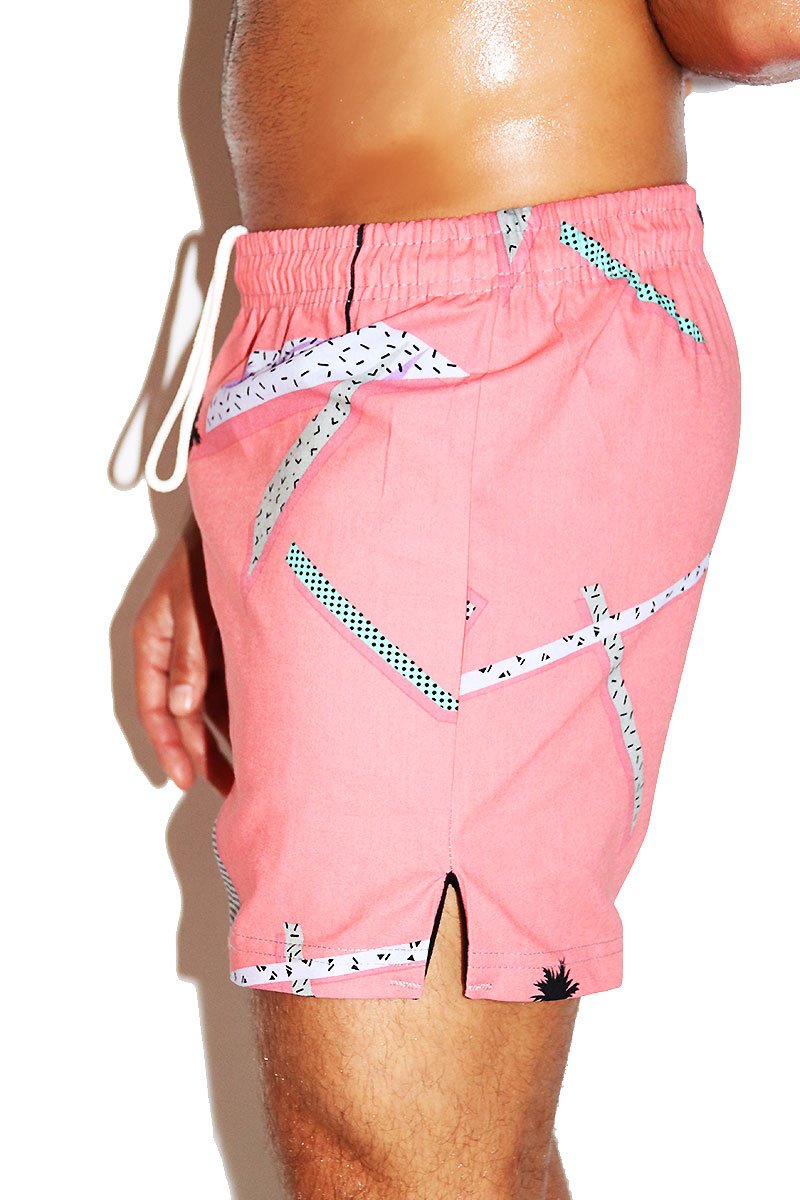 Cali Sunset Cotton Athletic Shorts- Pink