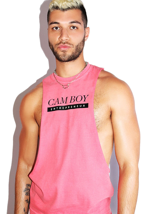 Cam Boy Vintage Low Arm Shedder Tank in Red, view 2