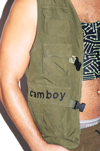 Cam Boy Vest Jacket-Olive