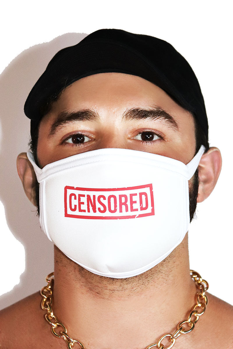 Censored Face Mask-White