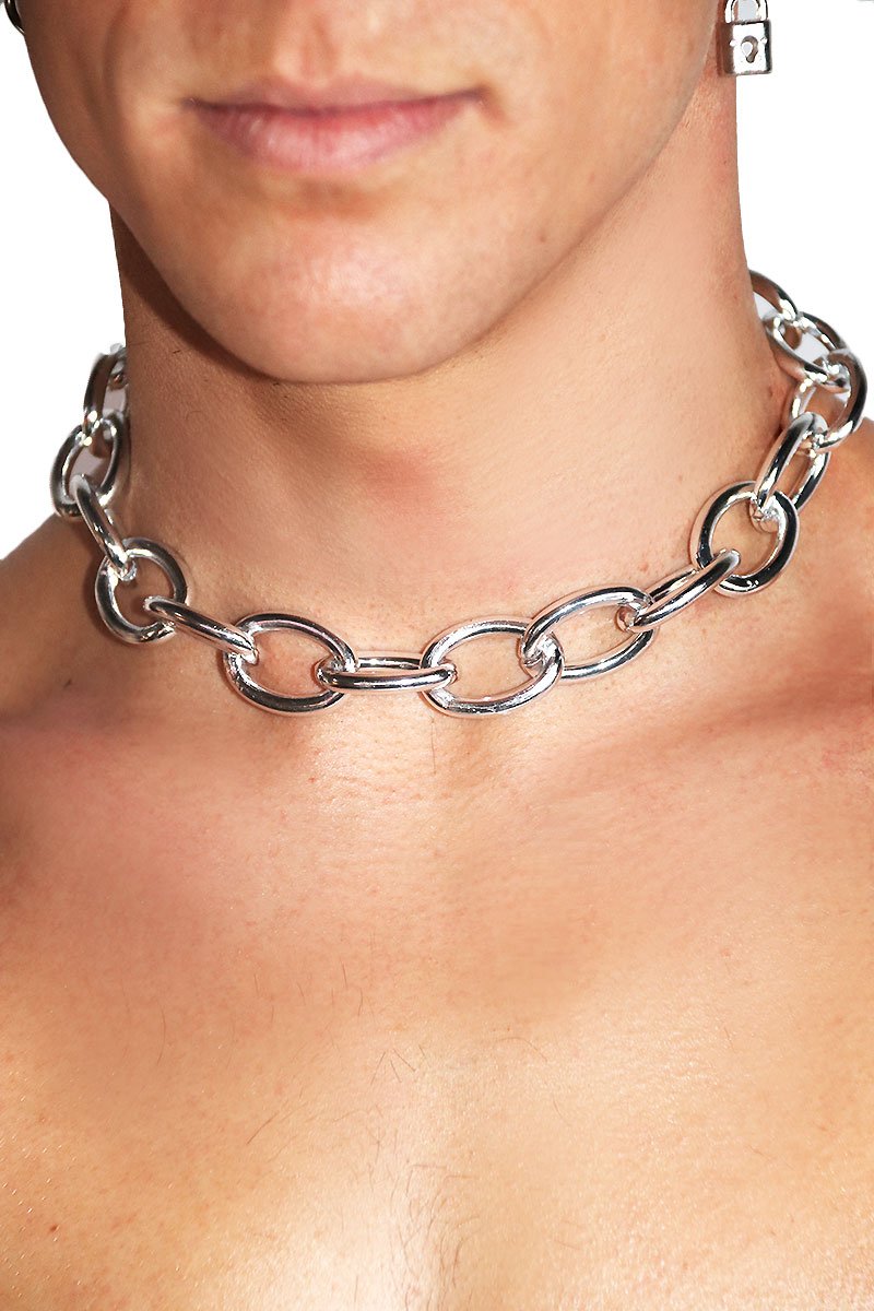 Busted! Chain Choker Necklace- Silver
