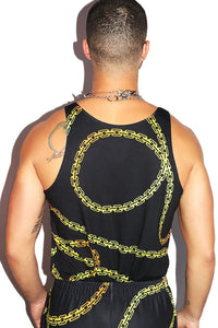 Chains All Over Print Racerback Tank- Black