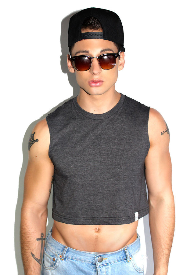 Core Crop Tank in Dark Charcoal