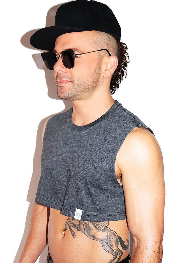 Core Extreme Crop Tank in Dark Charcoal, view 2