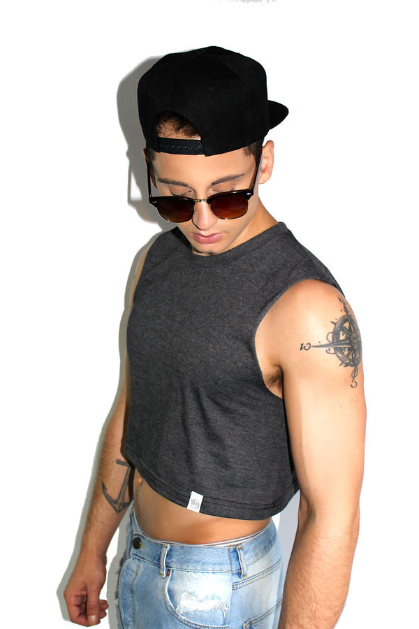 Core Crop Tank in Dark Charcoal, view 2