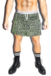 Circuit Board All Over Print Active Shorts- Green