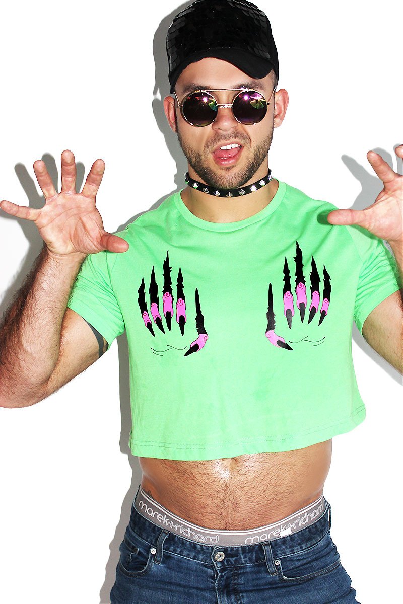 Claws Crop Tee- Neon Green