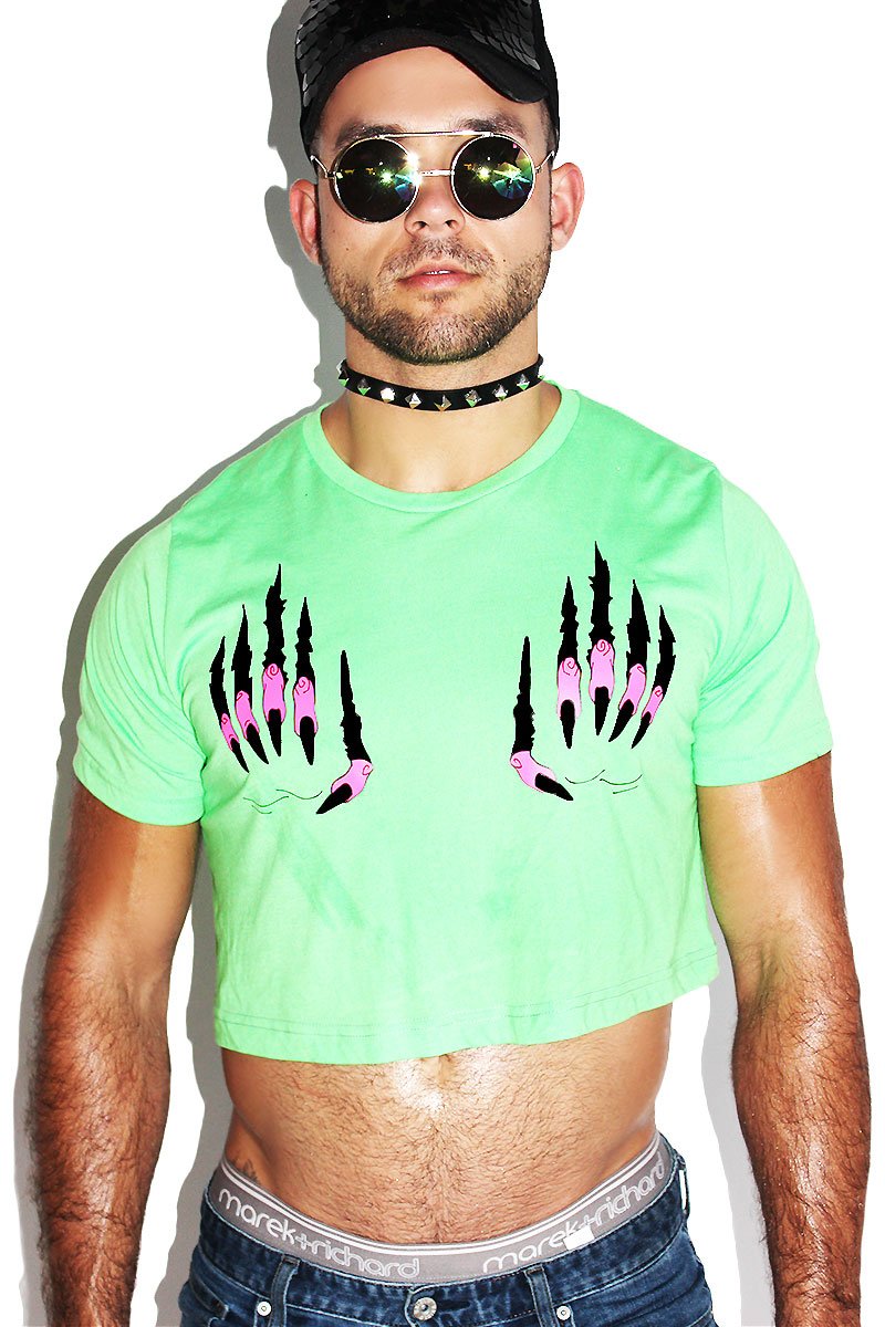 Claws Crop Tee- Neon Green