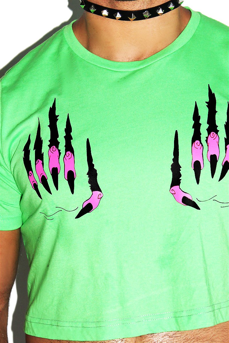 Claws Crop Tee- Neon Green