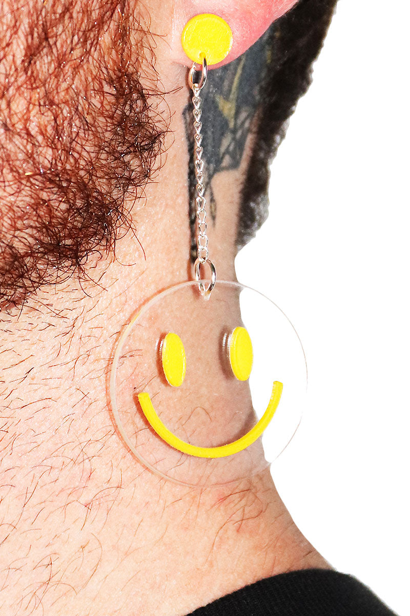 Vapid Smile Clear Acrylic Single Earring - Silver