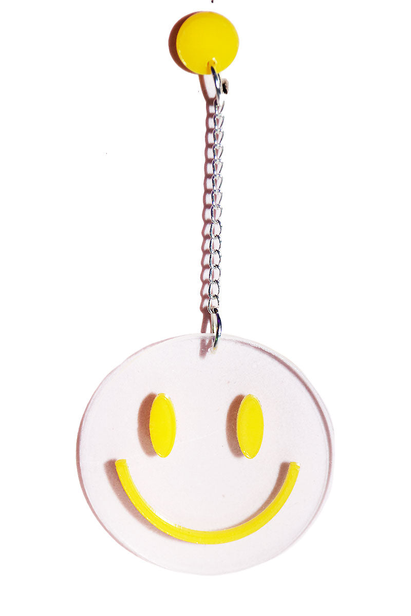 Vapid Smile Clear Acrylic Single Earring - Silver