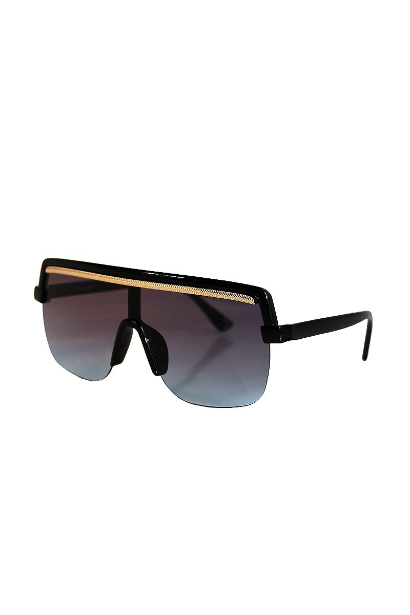 Gold Rope Flat Top Sunglasses- Black
