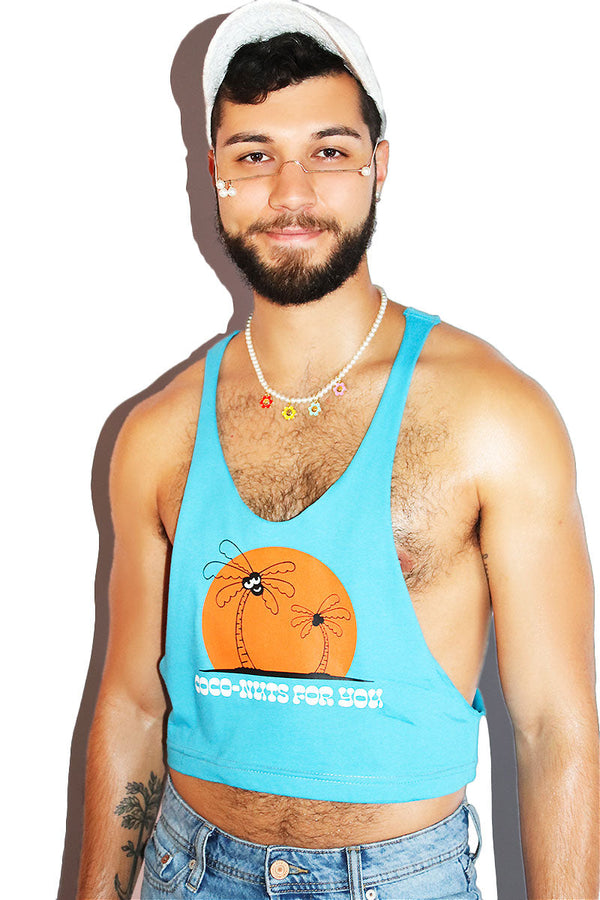 Coconuts Crop String Tank in Blue, view 2